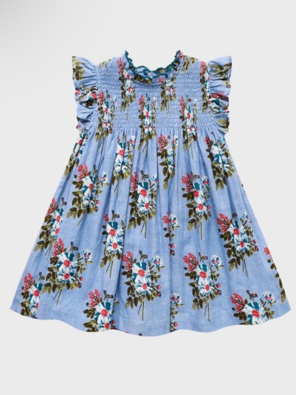 PINK CHICKEN Girls' Stevie Dress Blue Floral Size 3Y